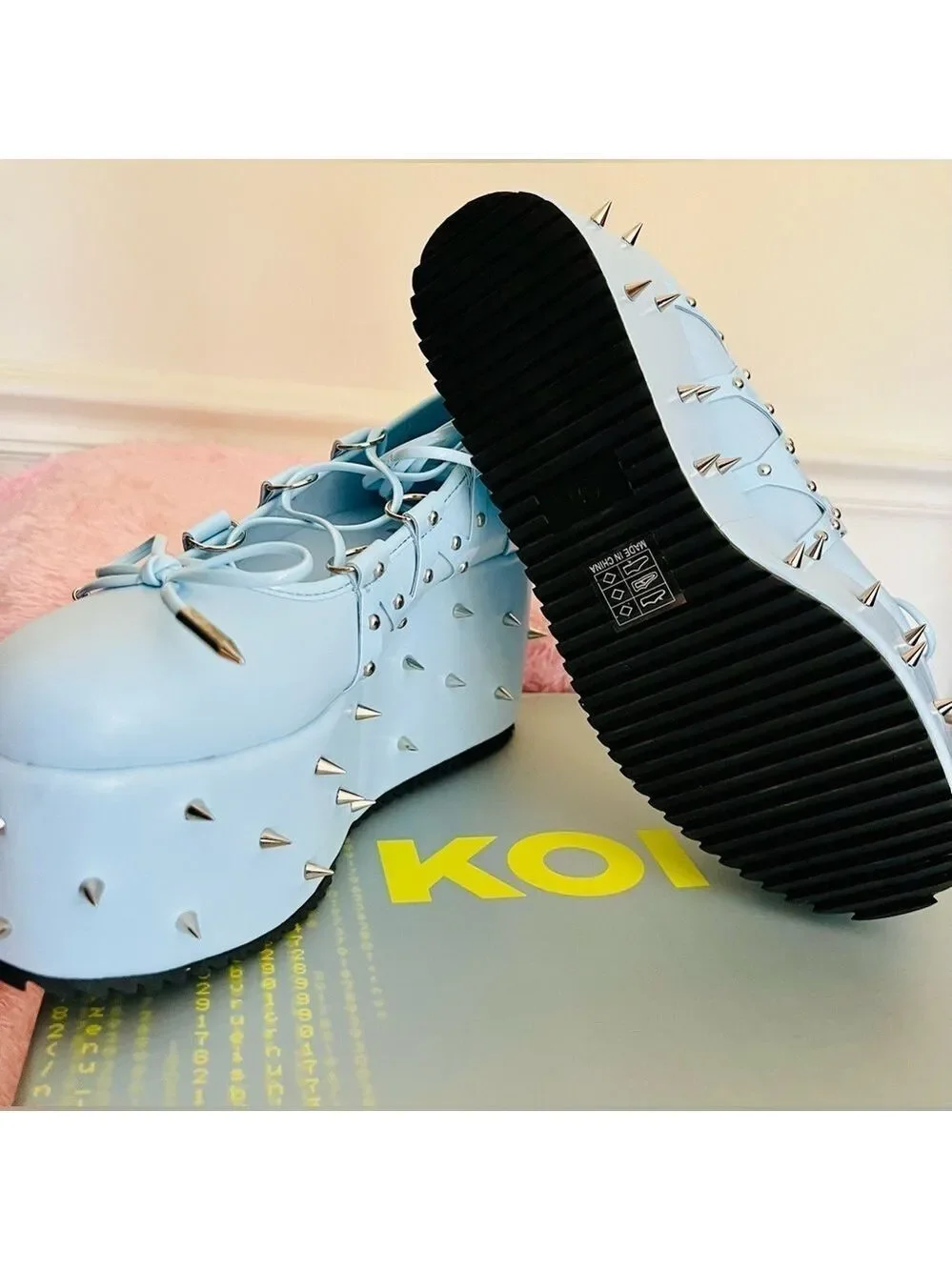 NIB Size 7 Dolls Kill KOI Footwear Zorina Lace Up Platform Ballet Shoes in Blue